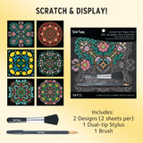Brea Reese® Scratch Art Paper Pad - Mandala 8x8, 12 Designs, Metallic Guided Art Craft, Easy to Frame Art & Home Decor, Mindful Relaxation Brea Reese