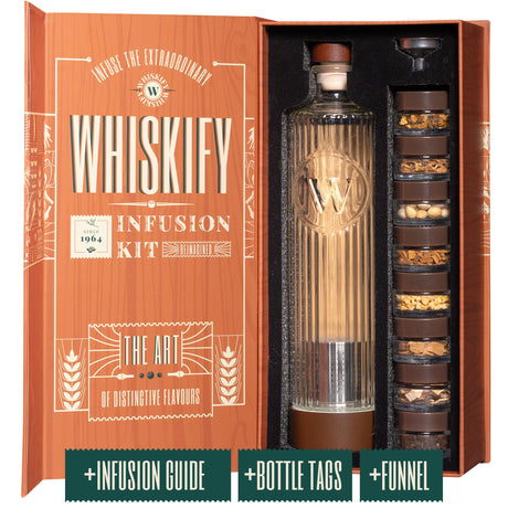 DIY Whiskey Gifts for Men - Whiskey Making Kit Complete with Botanicals, Wood Chips & Whiskey Decanter Set for Men - Bourbon Gifts for Men Who Have Everything with Whiskey Infusion Kit by Whiskify Whiskify