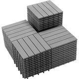 PrimeZone 54 PCS Plastic Interlocking Patio Deck Tiles - 12" x 12" Anti-Slip Waterproof Indoor Outdoor Flooring, Patio Floor Decking for Balcony, Backyard, Garden & Poolside, All Weather Use, Grey PrimeZone