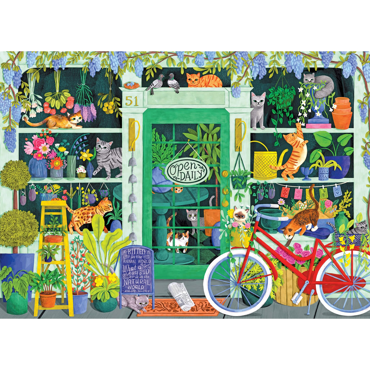 RoseArt - Soft Touch - Cat Flowers - 1000 Piece Jigsaw Puzzle for Adults RoseArt