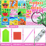 Charniol 9 Pcs Summer Diamond Painting Kits Flamingo Pineapple Watermelon Full Round Drill Diamond Craft Handmade Square Drill Diamond Painting Art Diamond for Aloha Party Tropical Decoration Charniol