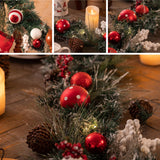 Valery Madelyn 6 feet Pre-Lit Christmas Garland with Lights for Mantle, Lighted Battery Operated Xmas Garland with Red White Balls for Front Door Fireplace Table Centerpiece Outdoor Window Home Decor Valery Madelyn
