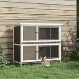 PawHut Wooden Bunny Rabbit Hutch, Small Animal Habitat with Ramp, Removable Tray & Weatherproof Roof, Indoor/Outdoor, Brown PawHut