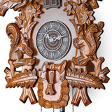 TIMEGEAR Cuckoo Clock with Automatic Night Mode, Hand Carved Deer Head and Wooden Decorations (Brown) TIMEGEAR