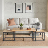 Lavish Home 3-Piece Coffee Table Set - Modern Nesting Tables with Large Table and Side Tables - for Living Room, Apartment, or Dorm (Walnut) Lavish Home