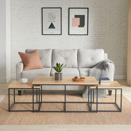 Lavish Home 3-Piece Coffee Table Set - Modern Nesting Tables with Large Table and Side Tables - for Living Room, Apartment, or Dorm (Walnut) Lavish Home