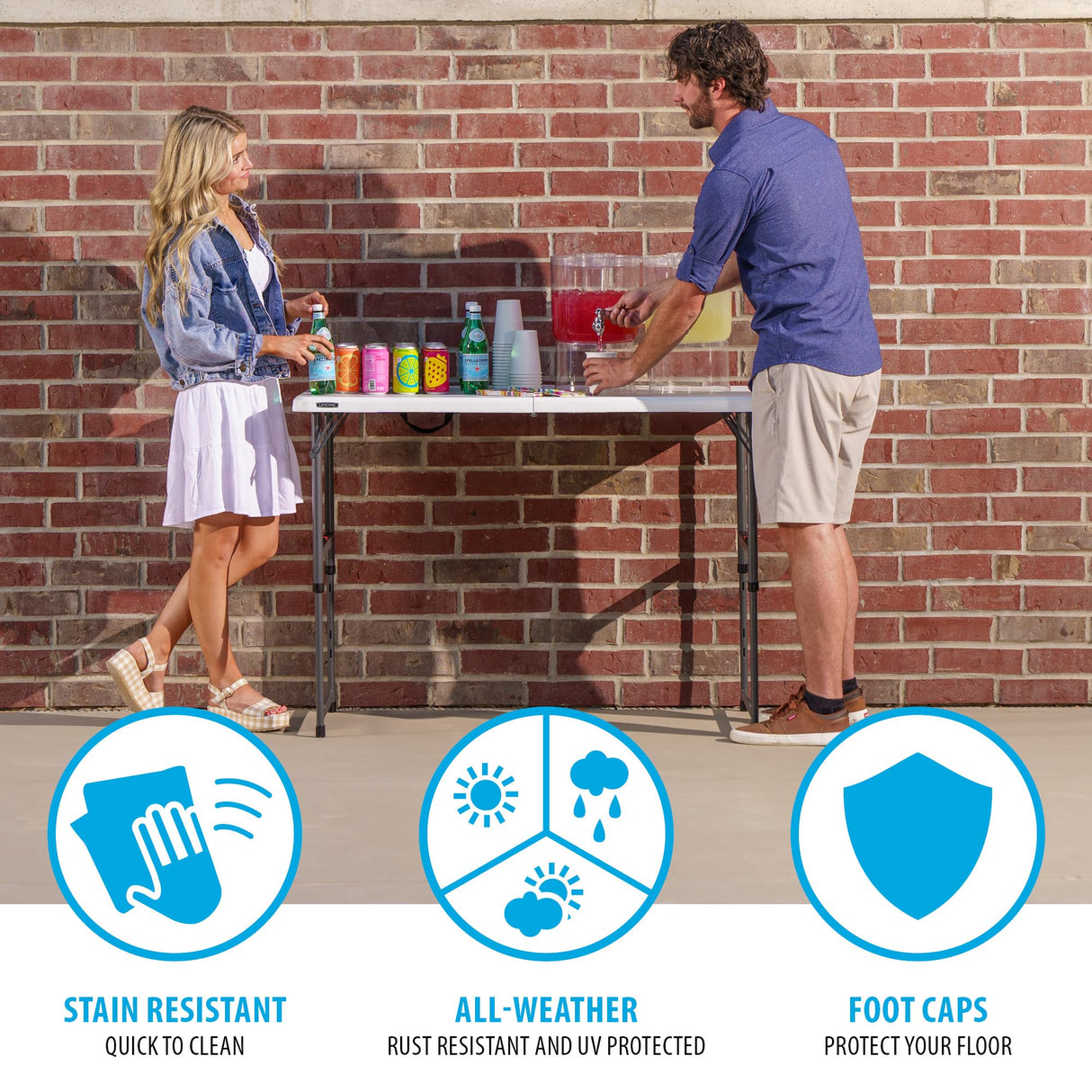 Lifetime Height Adjustable Folding Table, 4 Foot Lifetime