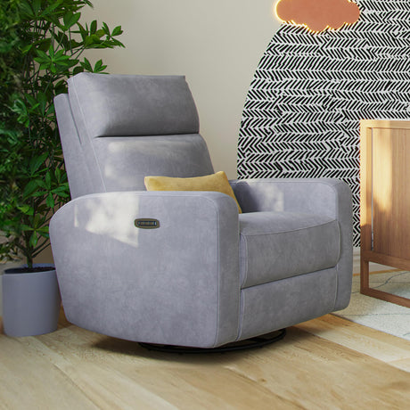 Nurture& The Glider Plus - Premium Nursery Power Recliner | Swivel Chair with Adjustable Head Support and Adjustable Lumbar Support | Built-in USB - The Ultimate Comfort for Nursing, Relaxing (Gray) Nurture&
