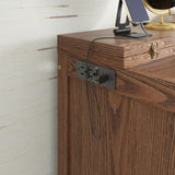 DNChuan Queen Size Murphy Cabinet Bed with Desk and USB-Port,Foldable Murphy Chest Dresser Bed with Removable Shelves on Each Side for Guest Room,Small Space-Walnut DNChuan