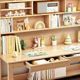 BALANBO Kids Desk Kids Table with Hutch for Children Wood Table Solid Wood Desk Two Positions Suitable for Two People Suitable for Children's Study Adult Home Office and Other Places(Natural) BALANBO