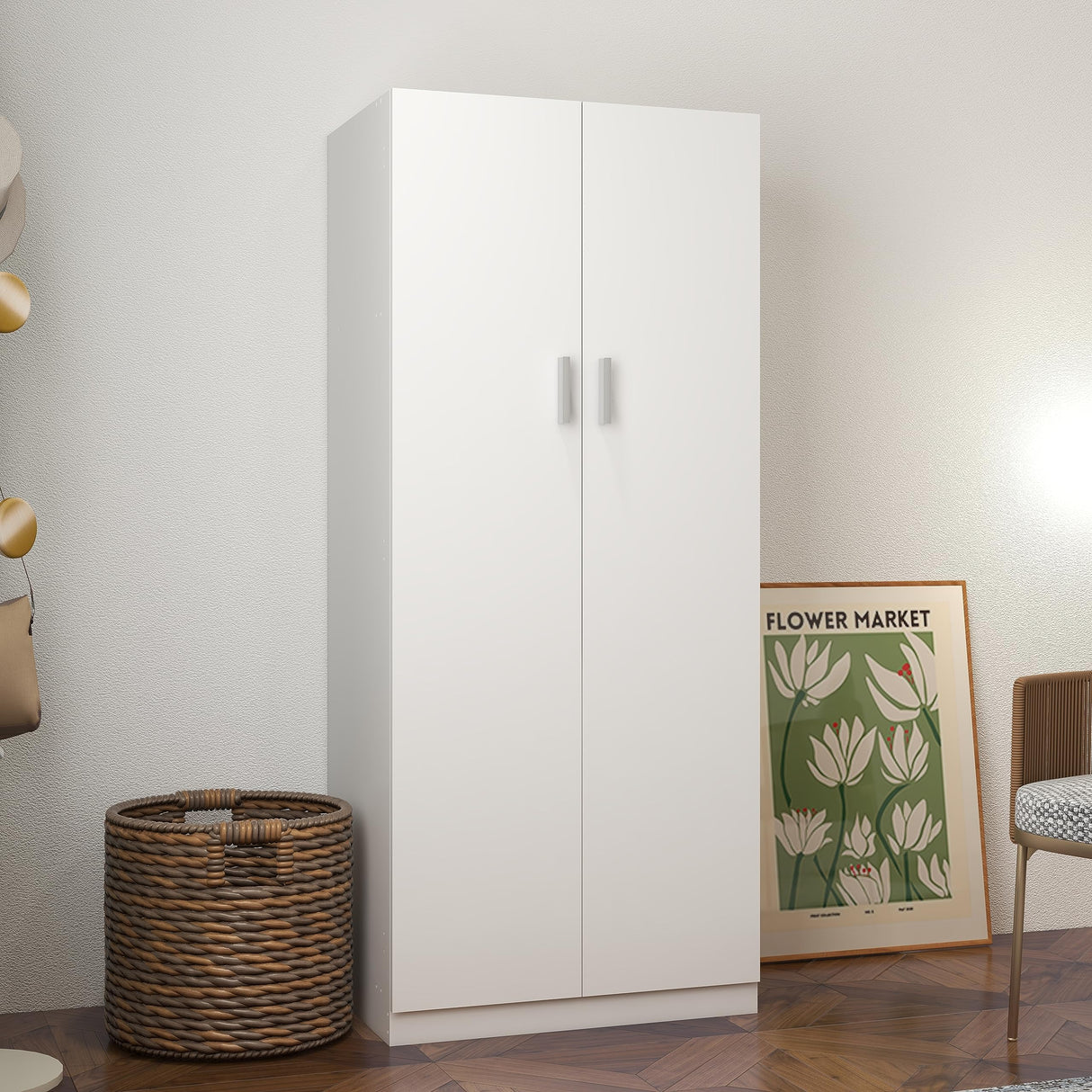 Panana 2 Door Bedroom Wardrobe Closet Bedroom Armoires Home Furniture for Storage (White) Panana