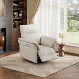 GarveeHome Power Recliner Chair Swivel Glider Upholstered Faux Leather Nursery Rocker Reclining Sofa Chair with Charging Port, Curved Armrests & Padded Backrest (White) GarveeHome