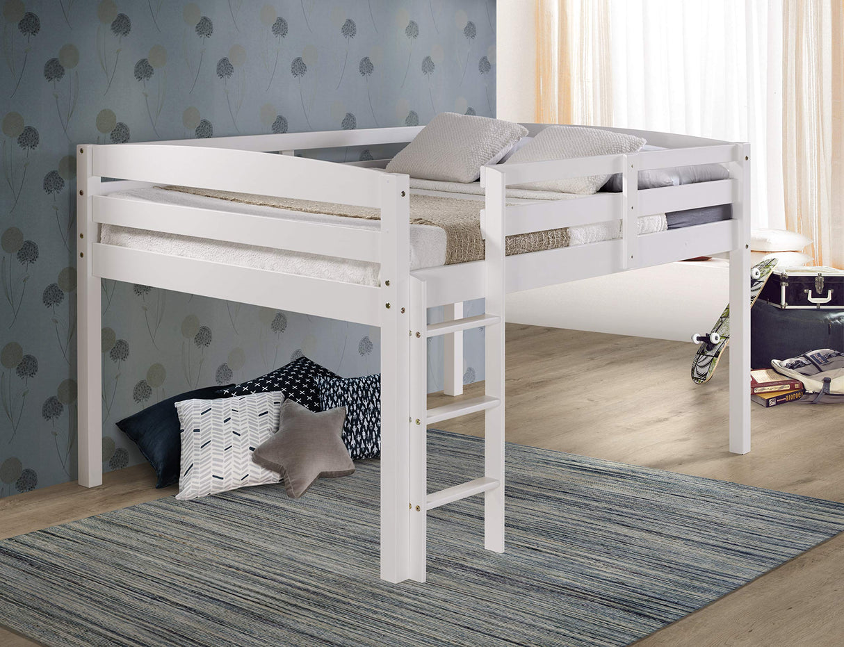 Camaflexi Tribeca Solid Wood Low Loft Bed Frame / 14 Wood Slats and 2 Center Supports / No Box Spring Necessary / Easy Assembly / Full - White, T1303F Camaflexi