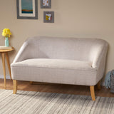 Christopher Knight Home Justus Mid-Century Modern Fabric Loveseat, Beige / Natural GDFStudio