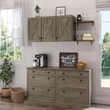 LED Laundry Wall Cabinets - Farmhouse Kitchen Wall Amount Storage Cabinets with 3 Doors and Shelves, 36inch Furnaza