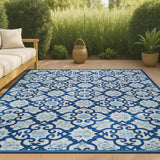 JONATHAN Y Tile Trellis Indoor Outdoor Area Rug 3X5 Light Gray/Blue, Gallia High-Low for Backyard, Patio, Porch, Easy-Cleaning, High Traffic, Pet-Friendly, Non-Shedding (AMC107B-3) JONATHAN Y