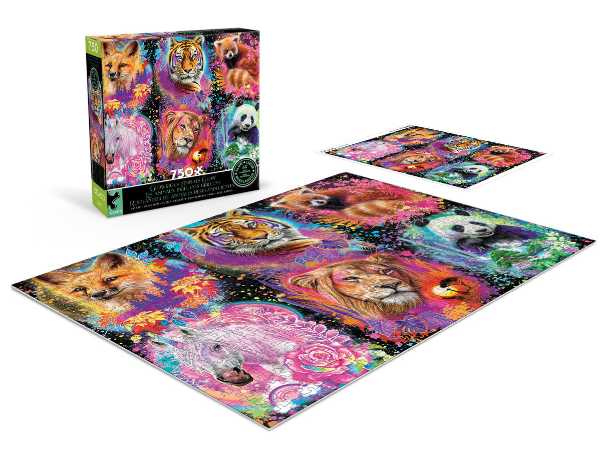 Ceaco - Glow in The Dark - Glowrious Animals Glow - 750 Piece Jigsaw Puzzle Ceaco