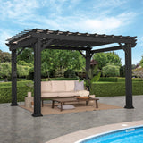 Backyard Discovery Stratford 12' x 10' Traditional Galvanized Steel Pergola Kit with Shade Sail Canopy, Powder-Coated Finish, All-Season Durability, High-Wind Rating for Outdoor Patio, Deck, Garden Backyard Discovery