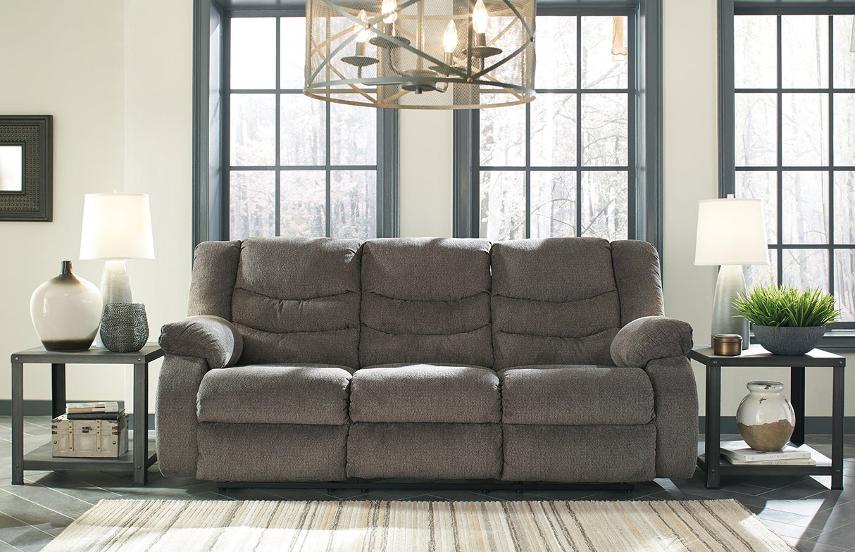 Signature Design by Ashley Tulen Modern Manual Pull Tab Reclining Sofa, Dark Gray Signature Design by Ashley
