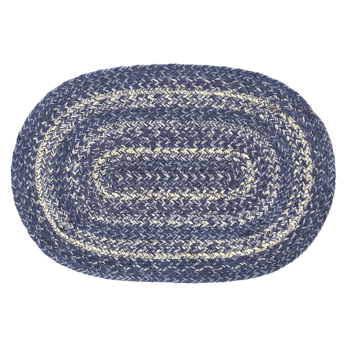 VHC Brands Farmhouse Great Falls Blue Table Placemat, Blue White, Jute Blend, Oval, 12x18 Inches VHC Brands