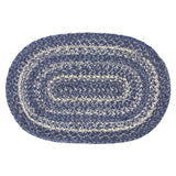 VHC Brands Farmhouse Great Falls Blue Table Placemat, Blue White, Jute Blend, Oval, 12x18 Inches VHC Brands