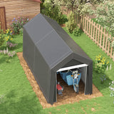 Outsunny 7' x 12' Garden Storage Tent, Heavy Duty Outdoor Shed, Waterproof Portable Shed Storage Shelter with Ventilation Window and Large Door for Bike, Motorcycle, Garden Tools, Gray Outsunny