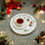 Hanobe Candle Plate Holder Tray: Round Wooden Decorative Candle Plate Small Farmhouse Table Centerpiece Rustic White Wood Tealight Pillar Trays for Home Decor Hanobe