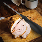 Electric Carving Knife - 8-Inch Serrated Stainless-Steel Blade Cutter with Comfort Grip Handle for Slicing Turkey and Meat by Classic Cuisine (Black) Classic Cuisine