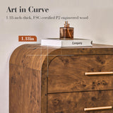 EliteSet Curved 9-Drawer Dresser for Bedroom, 63" Wide Modern Chest of Drawers, Vanity Desk TV Stand for Living Room, Closet Storage Drawers Organizer Furniture, Nursery, Hallway, Dark Burl EliteSet