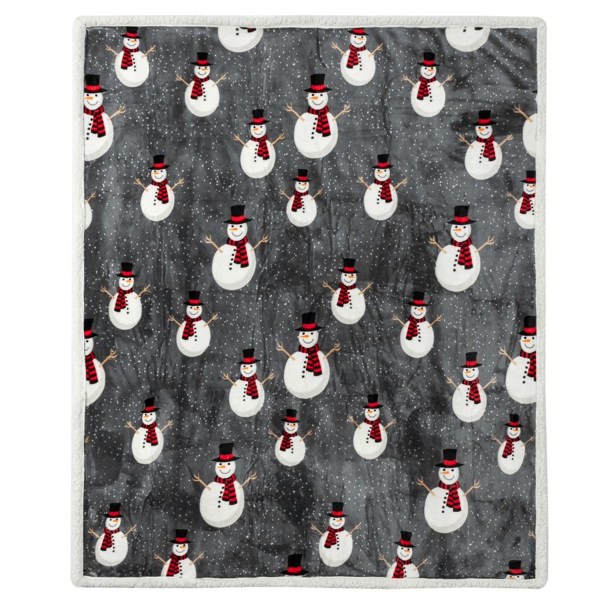 PAVILIA Premium Christmas Sherpa Throw Blanket | Snowman Decoration, Fleece, Plush, Warm, Cozy Reversible Microfiber Holiday Blanket 50 x 60 PAVILIA