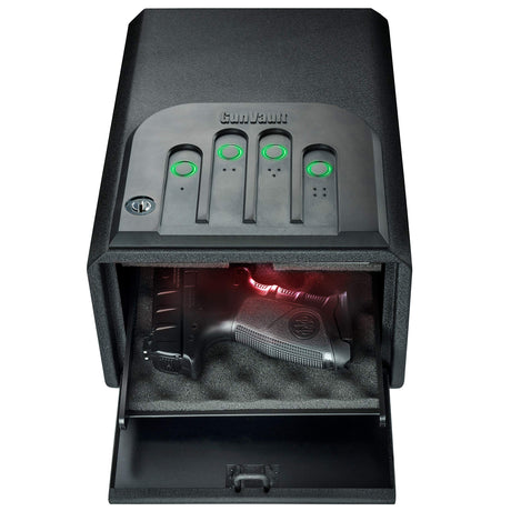 GunVault MiniVault - Quick Access Automatic Slide-Out Handgun Safe with Patented No-Eyes® Keypad (1 Pistol Capacity) GunVault