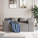 PurrJoys Modern Loveseat, Sofa Couch in a Box, No Assembly Needed, with 2 Pillows, Cat-Scratch Resistant Linen,Small Sofa for for Small Space, Living Room, Bedroom,Grey PurrJoys
