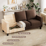 VICTONE Sectional Sofa Couch, 3 seat L-Shaped Small Sofa with Movable Ottoman Couch for Small Apartments, Living Rooms and Offices (Linen Fabric, Light Brown) VICTONE