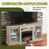 WLIVE Fireplace TV Stand for 65" TV, Entertainment Center with 18 Inch Electric Fireplace, TV Console with Open Shelves for Living Room and Bedroom, Greige WLIVE