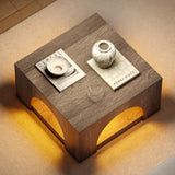 LIKEMET Large Coffee Table, 35.5-Inch LED Center Table with Storage, Square Low Table for Living Meeting Room, Easy Assembly LIKEMET