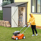 Voryvans Storage Shed 4 * 8 FT Lean to Shed Metal Sheds & Outdoor Storage Cabinet Lockable Tool Organization Bike Mower Shed Portable Outside for Garden Patio, Grey Voryvans
