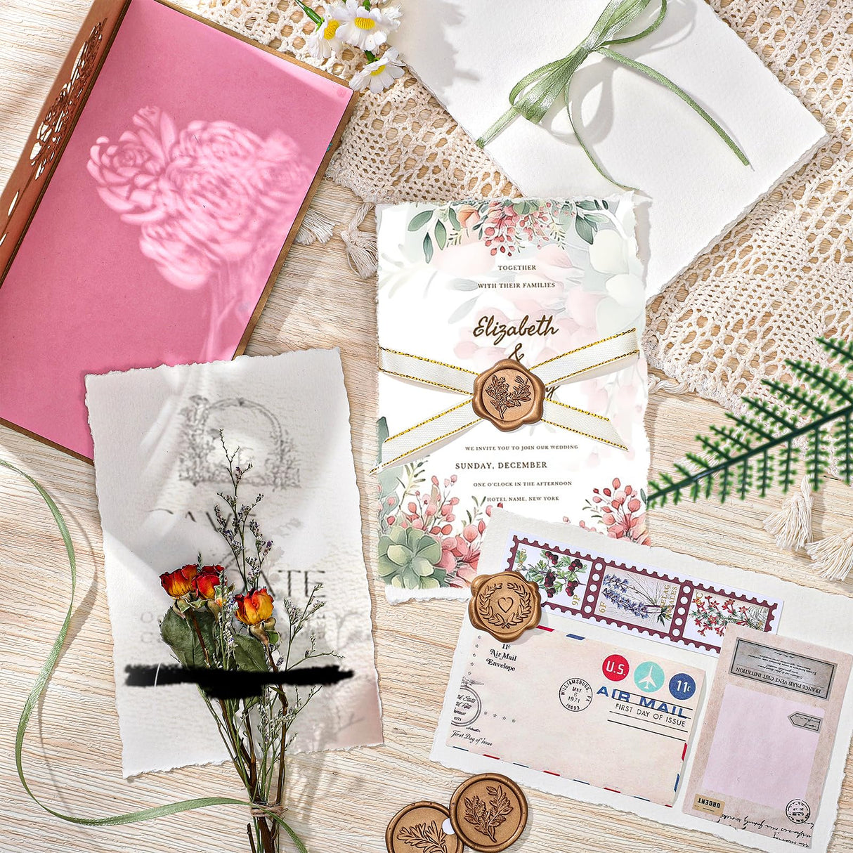 50 Sheets Deckled Edge Paper 4 x 6inch, 160 GSM Handmade Paper Rough/Textured Watercolor Paper for Wedding Invitations, Cards, Crafts Prudiut