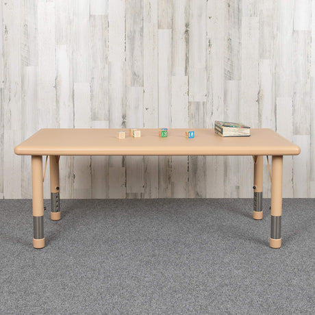 Flash Furniture Wren 24"W x 48"L Rectangular Natural Plastic Height Adjustable Activity Table Flash Furniture