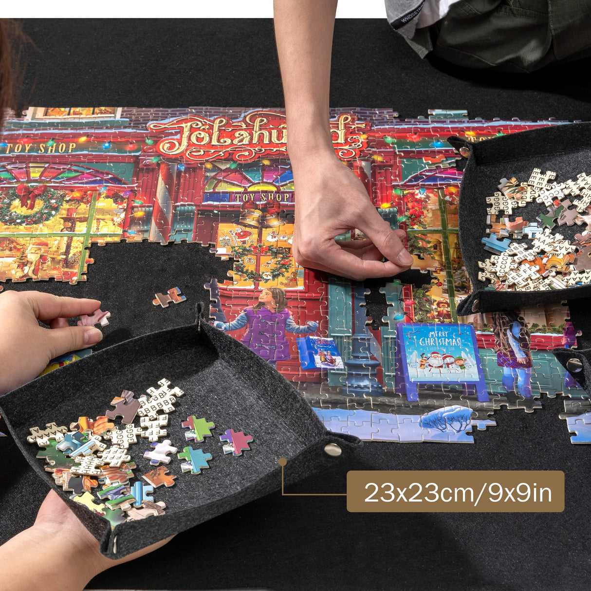 Tektalk Higher-Capacity Design with 6 Felt Sorting Trays, Jigsaw Puzzle Roll-up Mat in Delicate Packaging Box with Hand Pump, for Saving and Storing for 2000, 1500, 1000, 500 Jigsaw Puzzle Pieces Tektalk