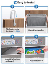 JARLINK Over The Door Organizer Storage, 5 Shelf Hanging Door Organizer with 5 Large Capacity Pockets, Anti Tilt 44 lb Load Behind Door Organizer for Bedroom, Bathroom, Pantry, Nursery, (Grey) JARLINK