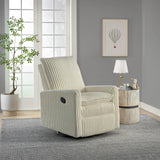 Oxford Baby Uptown Upholstered Swivel Glider and Recliner Nursery Chair - Corduroy, Pearl White Oxford Baby