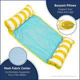 Aqua Original 4-in-1 Monterey Hammock Pool Float & Water Hammock – Multi-Purpose, Inflatable Pool Floats for Adults – Patented Thick, Non-Stick PVC Material – Golden Sunshine Aqua LEISURE