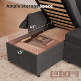 Tbfit 83'' Pull Out Sofa, 3 in 1 Sleeper Sofa Couch with USB & Storage Chaise, Comfy Sofa Bed with Pull Out Bed, Convertible Sleeper Sofas for Living Room, Small Spaces, Dark Gray Tbfit