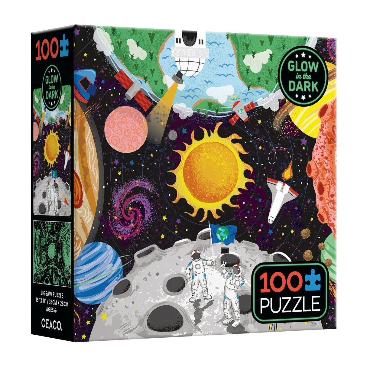 Ceaco - Glow in The Dark - Outer Space Adventure - 100 Piece Jigsaw Puzzle Ceaco