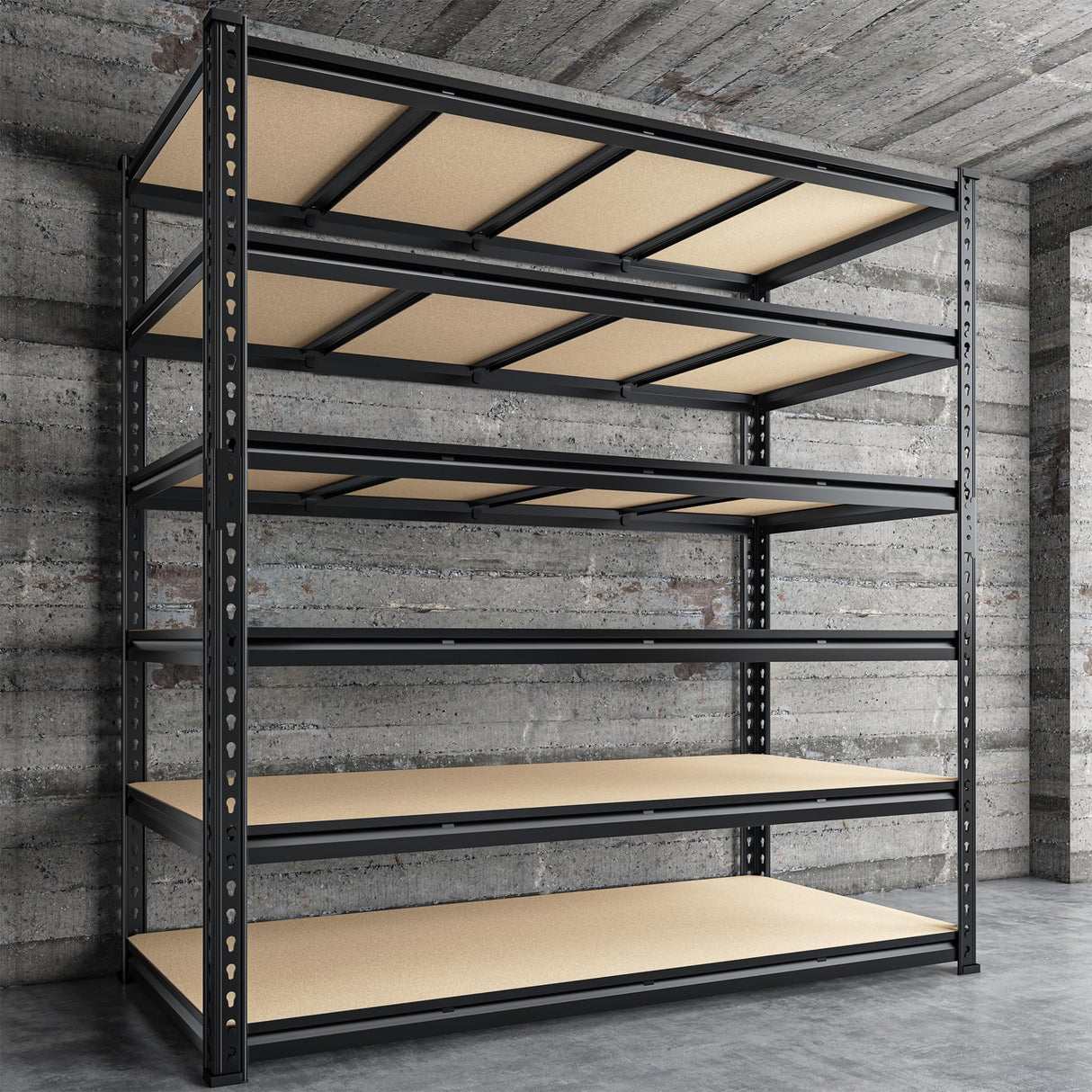 DurayLoly 55" W Storage Shelves, 3060LBS Garage Shelving Heavy Duty, 6-Tier Heavy Duty Shelving, Adjustable Metal Shelving Unit for Garage, Warehouse, Pantry, Kitchen, 55" W × 24" D × 84" H, Black DurayLoly