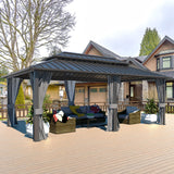 VEIKOU 12' X 20' Gazebo, Outdoor Gazebo, Galvanized Steel Double Roof Aluminum Gazebo, Heavy Duty Patio Gazebo w/Netting and Curtains for Garden, Deck, Backyard VEIKOU