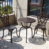 3 Piece Bistro Set,Outdoor Patio Set,Anti-Rust Cast Aluminum Bistro Table Set for Park Yard Front Porch Furniture(New Brown)… C/G patio casa