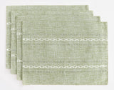 Wracra Cotton Linen Placemats, 12 x 18 Inch Set of 4 Fete Placemats Rustic Hemstitch Place Mats for Kitchen Table and Heat Resistant-Sage Green Wracra