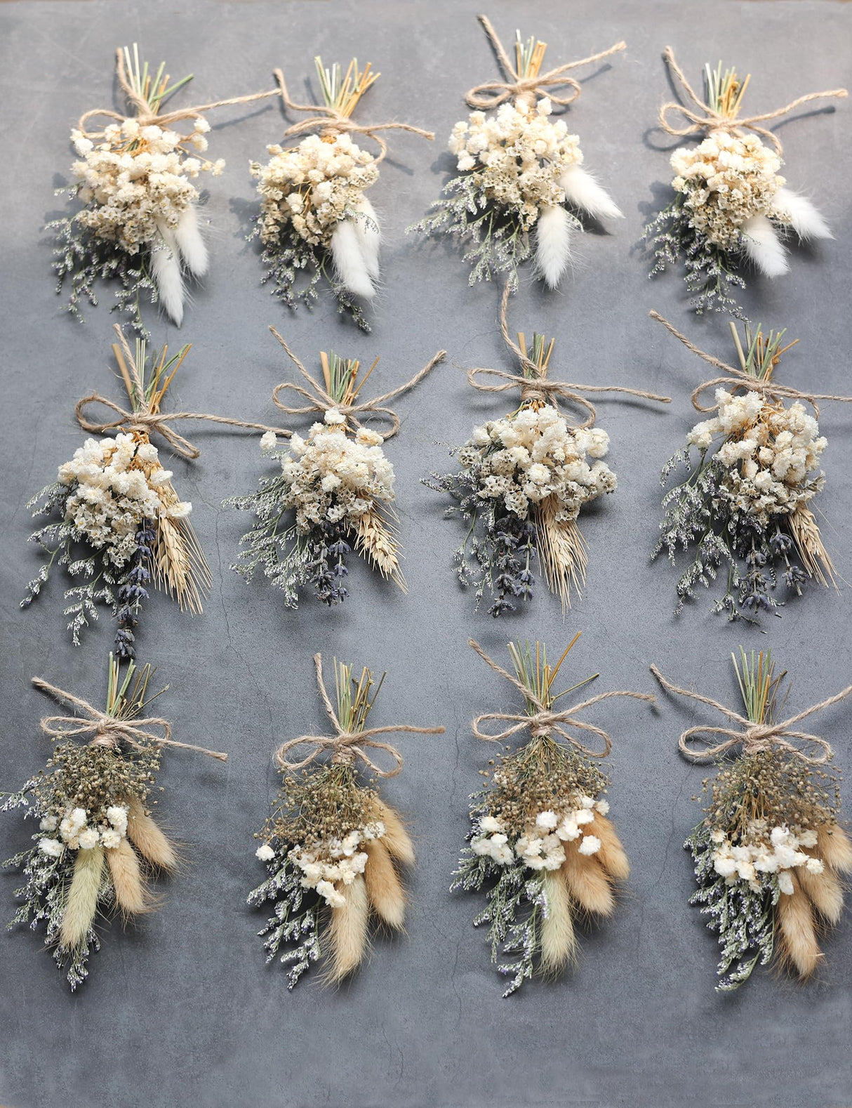 Mini Dried Flower Bouquet Set of 12, Small Bouquets, Bohemian Wedding Table Centerpieces Arrangements, Bridesmaid Flower Girl Proposal Gift Box, Groomsmen Boutonnieres.(primary colour) xin's convey