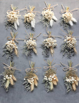 Mini Dried Flower Bouquet Set of 12, Small Bouquets, Bohemian Wedding Table Centerpieces Arrangements, Bridesmaid Flower Girl Proposal Gift Box, Groomsmen Boutonnieres.(primary colour) xin's convey